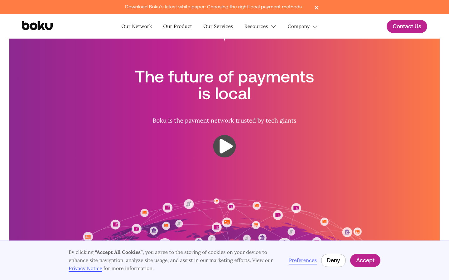 Screenshot of boku.com official homepage