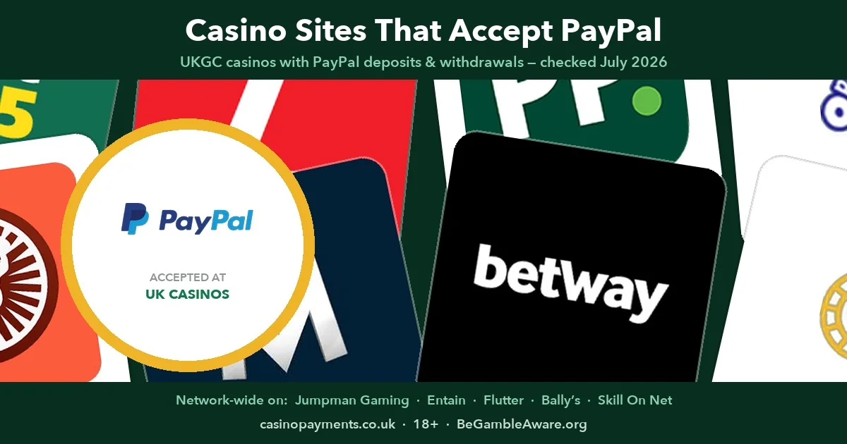 Casino sites that accept PayPal in the UK, including LeoVegas, Ladbrokes, Paddy Power and Betway